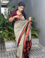 Seraglio Grey Soft Silk Saree With Delectable Blouse Piece