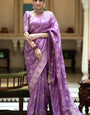 Arresting Lavender Soft Silk Saree With Beautiful Blouse Piece