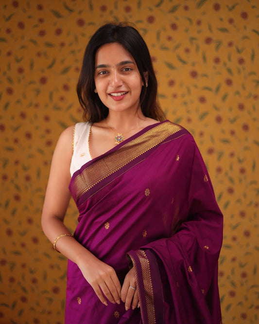 Sumptuous Magenta Soft Silk Saree With Panoply Blouse Piece
