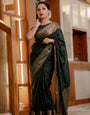 Transcendent Dark Green Soft Silk Saree With Sensational Blouse Piece
