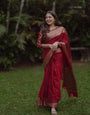 Jazzy Maroon Soft Silk Saree With Transcendent Blouse Piece
