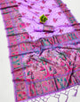 Delectable Lavender Pashmina Saree With Dazzling Blouse Piece