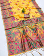 Conflate Yellow Pashmina Saree With Sumptuous Blouse Piece