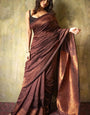 Girlish Brown Soft Silk Saree With Breathtaking Blouse Piece