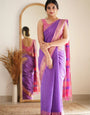 Ephemeral Lavender Cotton Silk Saree With Incomparable Blouse Piece