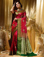 Vibrant Red Soft Silk Saree With Majestic Blouse Piece
