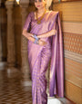 Wonderful Lavender Soft Silk Saree With Resonant Blouse Piece