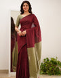 Precious Maroon Cotton Silk Saree With Desirable Blouse Piece