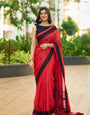 Seraglio Red Cotton Silk Saree With Smart Blouse Piece