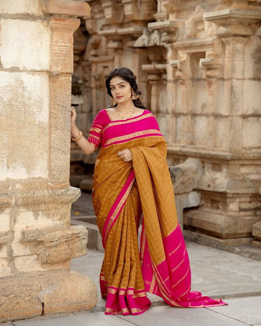 Entrancing Mustard Soft Silk Saree With Majesty Blouse Piece