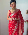 Divine 1-Minute Ready To Wear Red Cotton Silk Saree