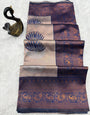 Inspiring Beige and Blue Soft Silk Saree With Murmurous Blouse Piece