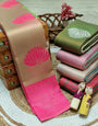 Marvellous Beige and Dark Pink Soft Silk Saree With Elaborate Blouse Piece