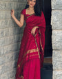 Dulcet Dark Pink Cotton Silk Saree With Scrupulous Blouse Piece