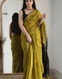 Wonderful Mehndi Cotton Silk Saree With Extraordinary Blouse Piece