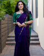 Supernal Purple Cotton Silk Saree With Quixotic Blouse Piece