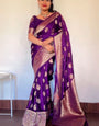 Glowing Purple Soft Silk Saree With Breathtaking Blouse Piece