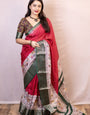 Chatoyant Dark Pink Digital Printed Dola Silk Saree With Ailurophile Blouse Piece
