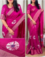 Mellifluous Dark Pink Digital Printed Dola Silk Saree With Quixotic Blouse Piece