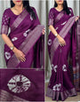 Stunner Purple Digital Printed Dola Silk Saree With Preferable Blouse Piece