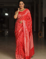 Enthralling Red Soft Silk Saree With Charismatic Blouse Piece