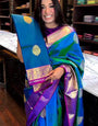 Vestigial Blue Soft Silk Saree With Susurrous Blouse Piece