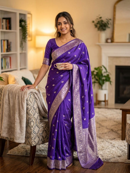 Sempiternal Royal Blue Soft Silk Saree With Chatoyant Blouse Piece