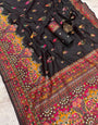 Entrancing Black Pashmina Saree With Panoply Blouse Piece