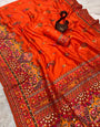 Incredible Orange Pashmina Saree With Arresting Blouse Piece