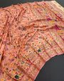 Sumptuous Peach Pashmina Saree With Exquisite Blouse Piece