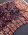 Resonant Purple Pashmina Saree With Angelic Blouse Piece