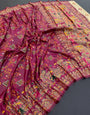 Palimpsest Wine Pashmina Saree With Bewitching Blouse Piece