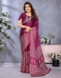 Nemesis Purple Ajrak Printed Soft Silk Saree With Beleaguer Blouse Piece