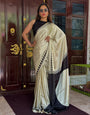Epiphany Beige Digital Printed Crape Silk Saree With Sensational Blouse Piece