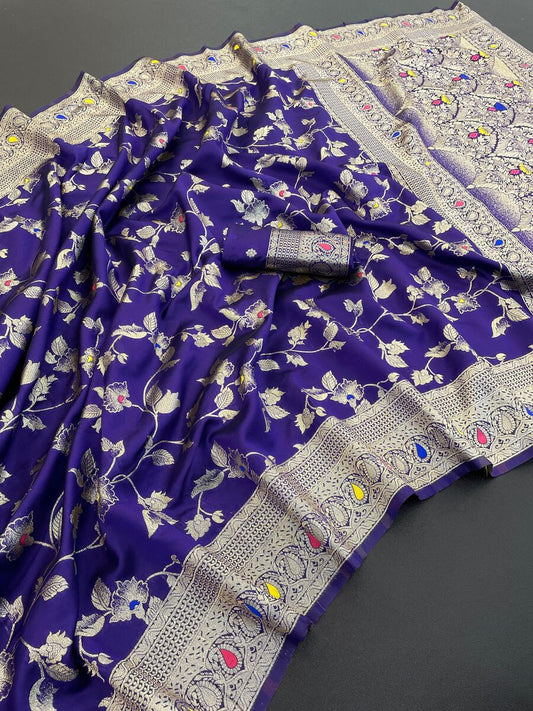Glorious Royal Blue Soft Banarasi Silk Saree With Mesmerising Blouse Piece