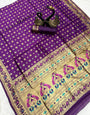 Ratatouille Purple Paithani Silk Saree With Incomparable Blouse Piece
