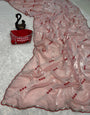 Tremendous Peach Sequence Work Fandy Silk Saree With Effulgent Blouse Piece