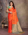 Beauteous Orange Soft Banarasi Silk Saree With Amazing Blouse Piece