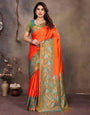 Sophisticated Orange Soft Banarasi Silk Saree With Fragrant Blouse Piece