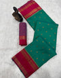 Staggering Green Soft Banarasi Silk Saree With Fugacious Blouse Piece