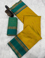 Demanding Mustard Soft Banarasi Silk Saree With Effulgent Blouse Piece