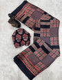 Most Stunning Black Ajrakh Printed Gajji Soft Silk Saree With Confounding Blouse Piece