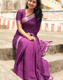 Dulcet Purple Soft Banarasi Silk Saree With Cynosure Blouse Piece