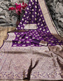 Exemplary Purple Soft Silk Saree With Groovy Blouse Piece