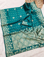 Seraphic Rama Soft Silk Saree With Snazzy Blouse Piece