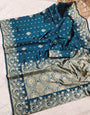 Ephemeral Teal Blue Soft Silk Saree With Evanescent Blouse Piece
