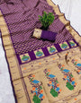 Adoring Purple Paithani Silk Saree With Bewitching Blouse Piece