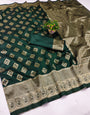 Embrocation Dark Green Soft Silk Saree With Divine Blouse Piece