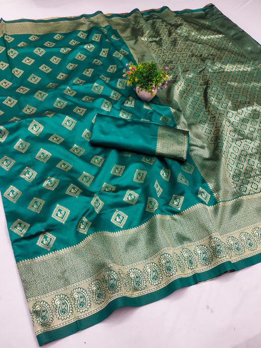Nemesis Rama Soft Silk Saree With Felicitous Blouse Piece
