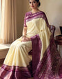 Classic Beige Digital Printed Dola Silk Saree With Nebula Blouse Piece